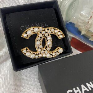 Chanel Gold and Pearl Brooch